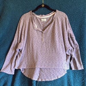 Urban Outfitters Holland Thermal Henley Top Grey Size Small